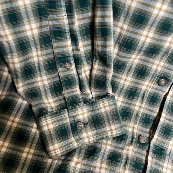 Eddie Bauer Flannel Shirt Mens XL Green Plaid Long Sleeve Relaxed Fit Outdoor - Picture 4 of 4